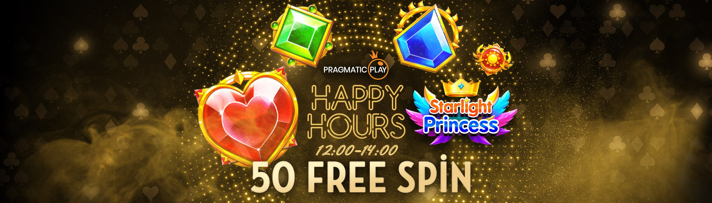 Pragmatic Play Starlight Princess slotunda 12.00–14.00 öğle arası 50 Free Spin CasinoMetropol Happy Hours kampanyası