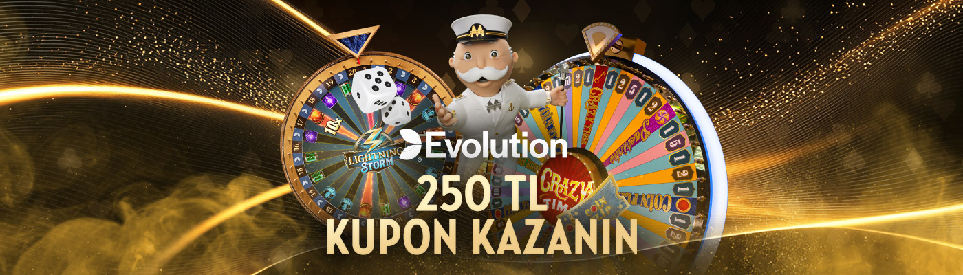 Evolution Crazy Time ve Lightning Storm canlı oyunlarında günlük 250 TL kupon CasinoMetropol kampanyası
